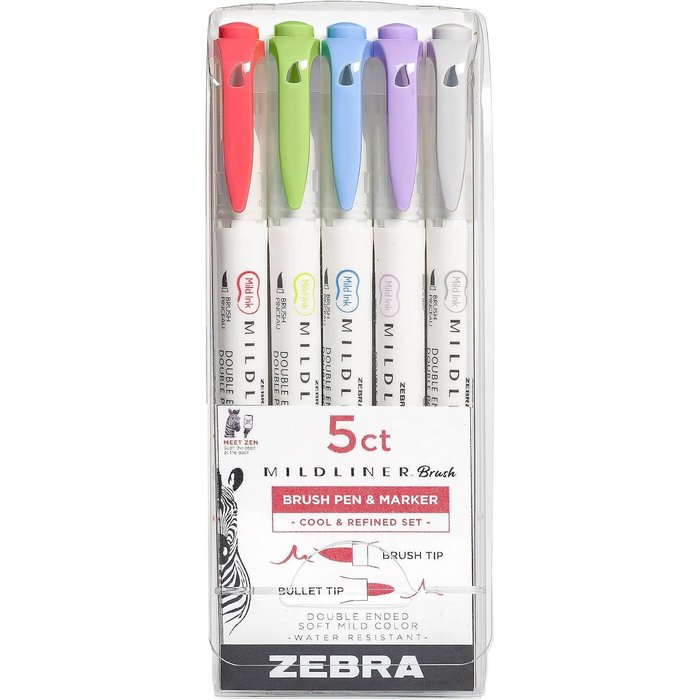 Rotulador Zebra Mildliner Doble Punta Pincel Cool 5 Colores Imagen principal del producto