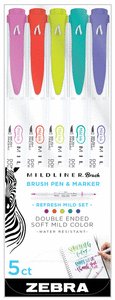 Rotulador Zebra Mildliner Doble Punta Pincel Refresh 5 Colores Imagen principal del producto
