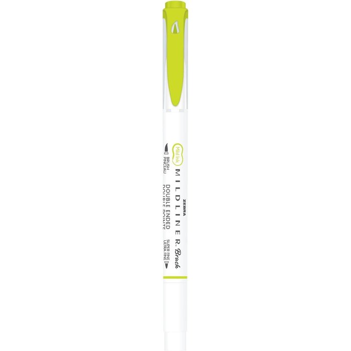 Rotulador Zebra Mildliner Doble Punta Pincel Verde Limon | Zebra Pen | Pack 10 Unidades
