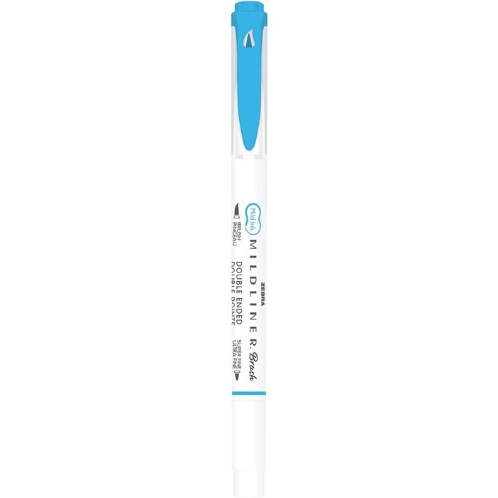 Rotulador Zebra Mildliner Doble Punta Pincel Azul Cyan | Zebra Pen | Pack 10 Unidades