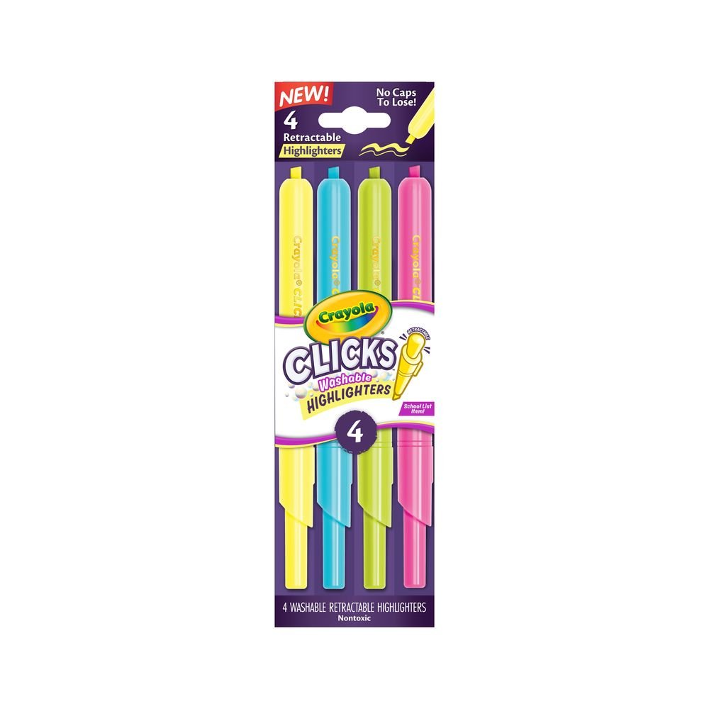 Clicks 4 Subrayadores Retractiles Lavables