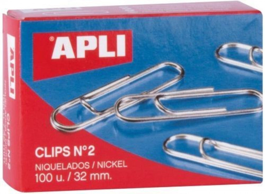 Cajas de 100 Clips Niquelados 32 mm Apli Paper