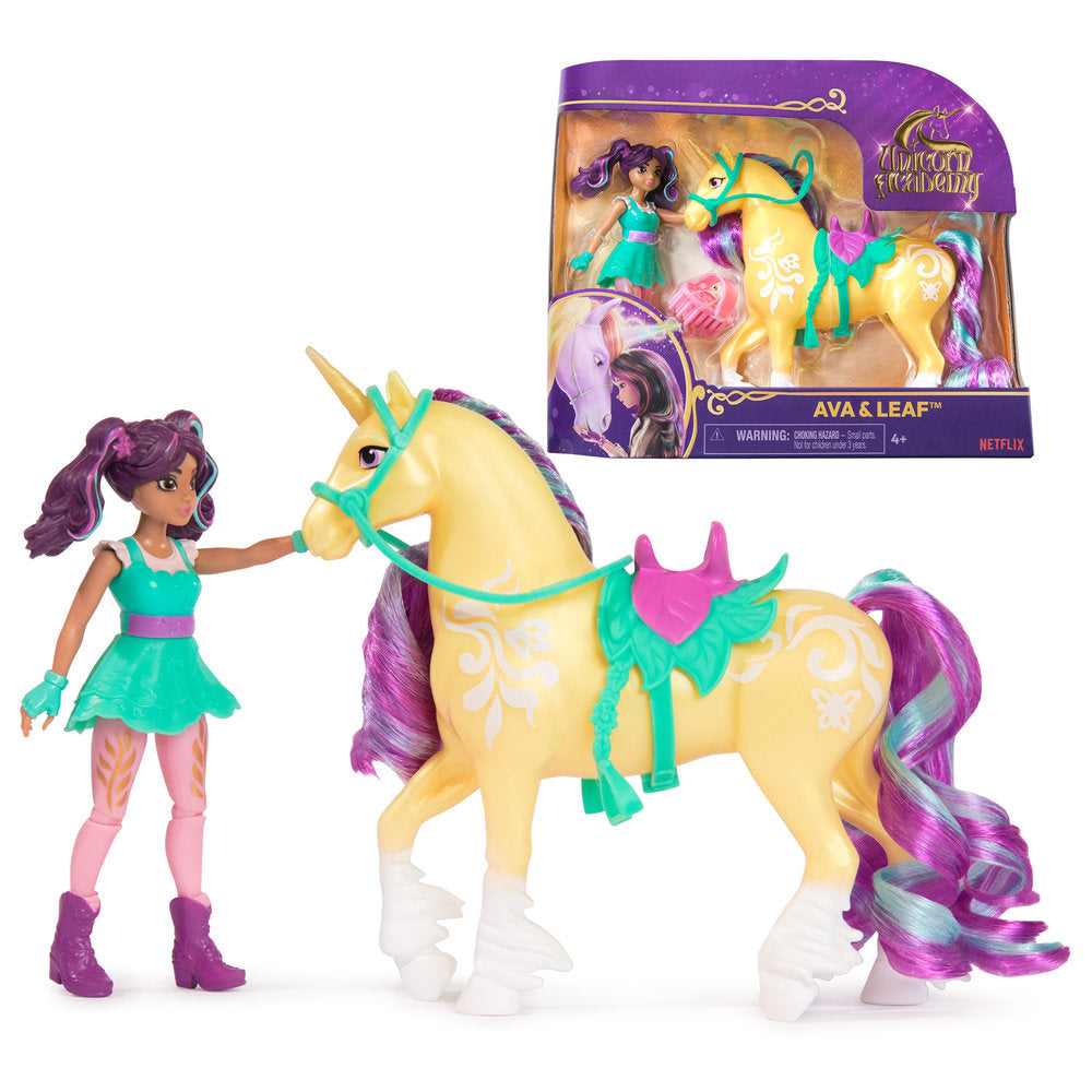 UNICORN ACADEMY MINI DOLL AVA + UNICORNIO LEAF | SPIN MASTER | 1 UNIDAD | 681147010116
