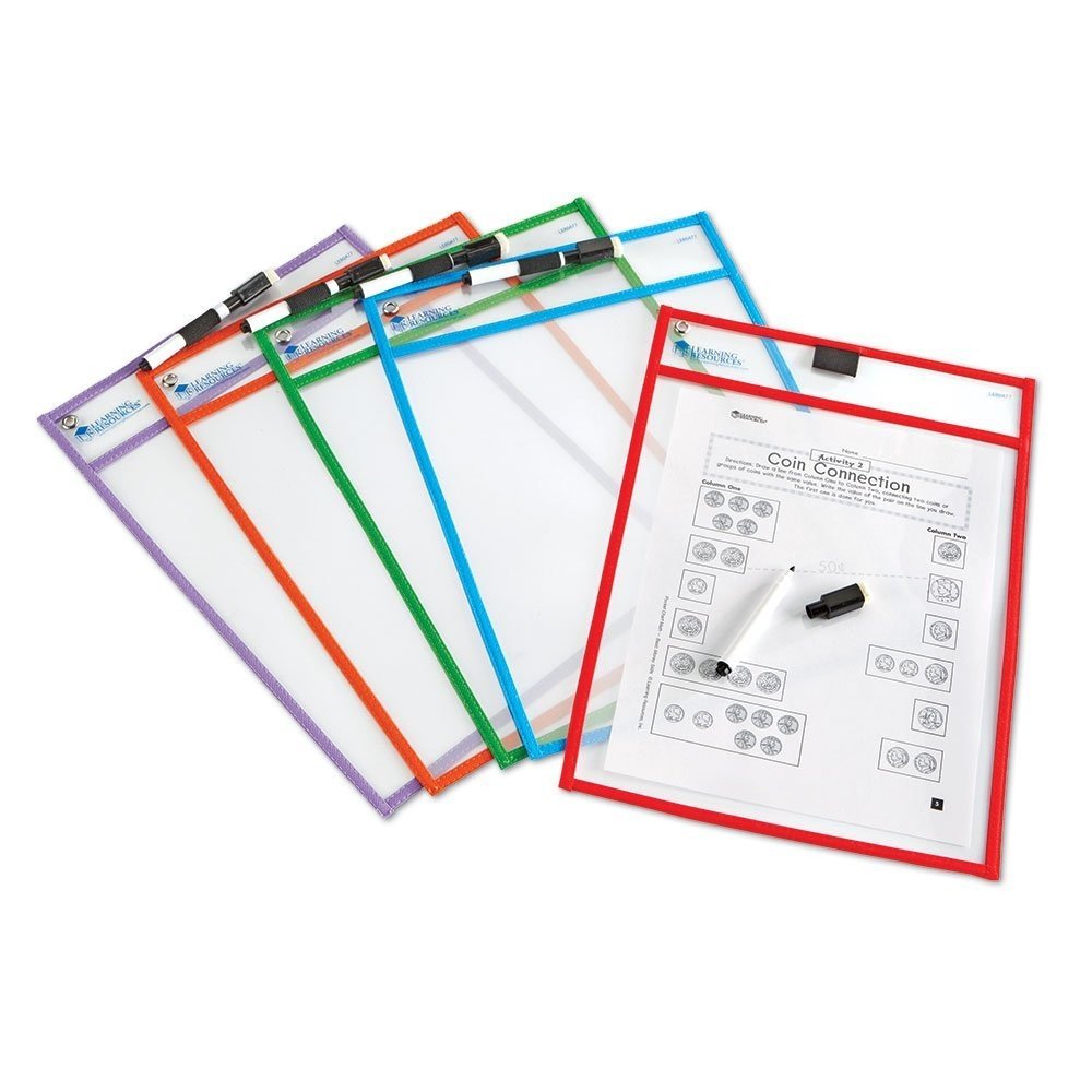Juego 5 Fundas Transparentes para Escribir y Borrar Learning Resources