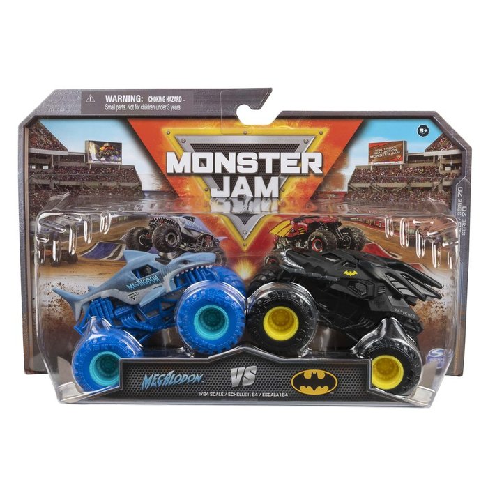 MONSTER JAM PACK 2 BATMAN VS MEGALODON 1:64 | SPIN MASTER MONTER JAM | 1 UNIDAD | 778988346693