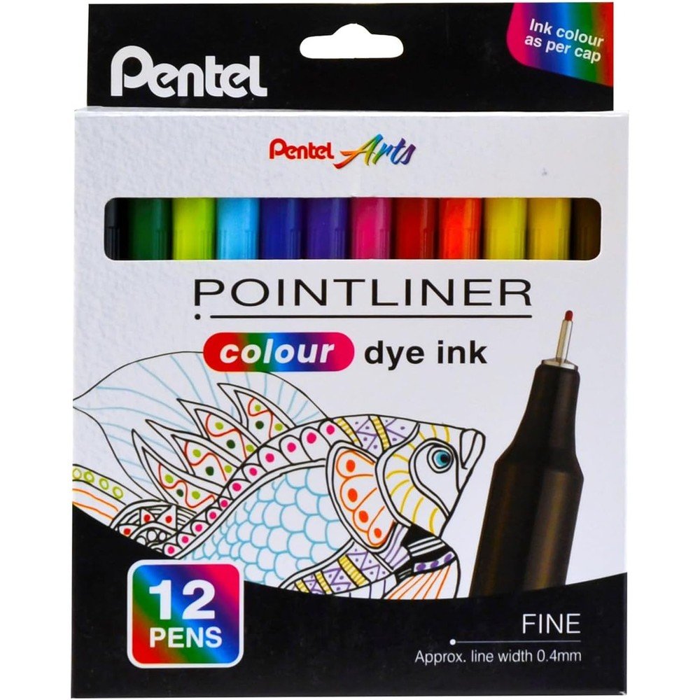 Estuche 12 Rotuladores Pointliner Fine 0.4mm Surtidos PENTEL