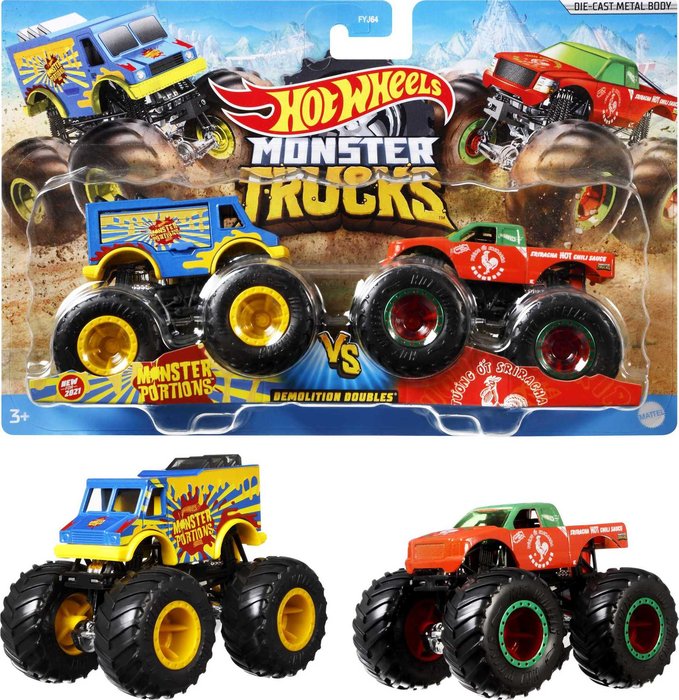 MONSTER TRUCK HOT WHEELS DUETOS DEMOLICION 1:64 SURTIDOS | HOT WHEELS MATTEL | 1 UNIDAD | 887961705430