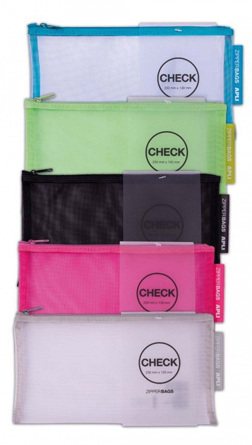 Bolsas zipper check con cremallera colores surtidos APLI Paper Pack 20 unidades