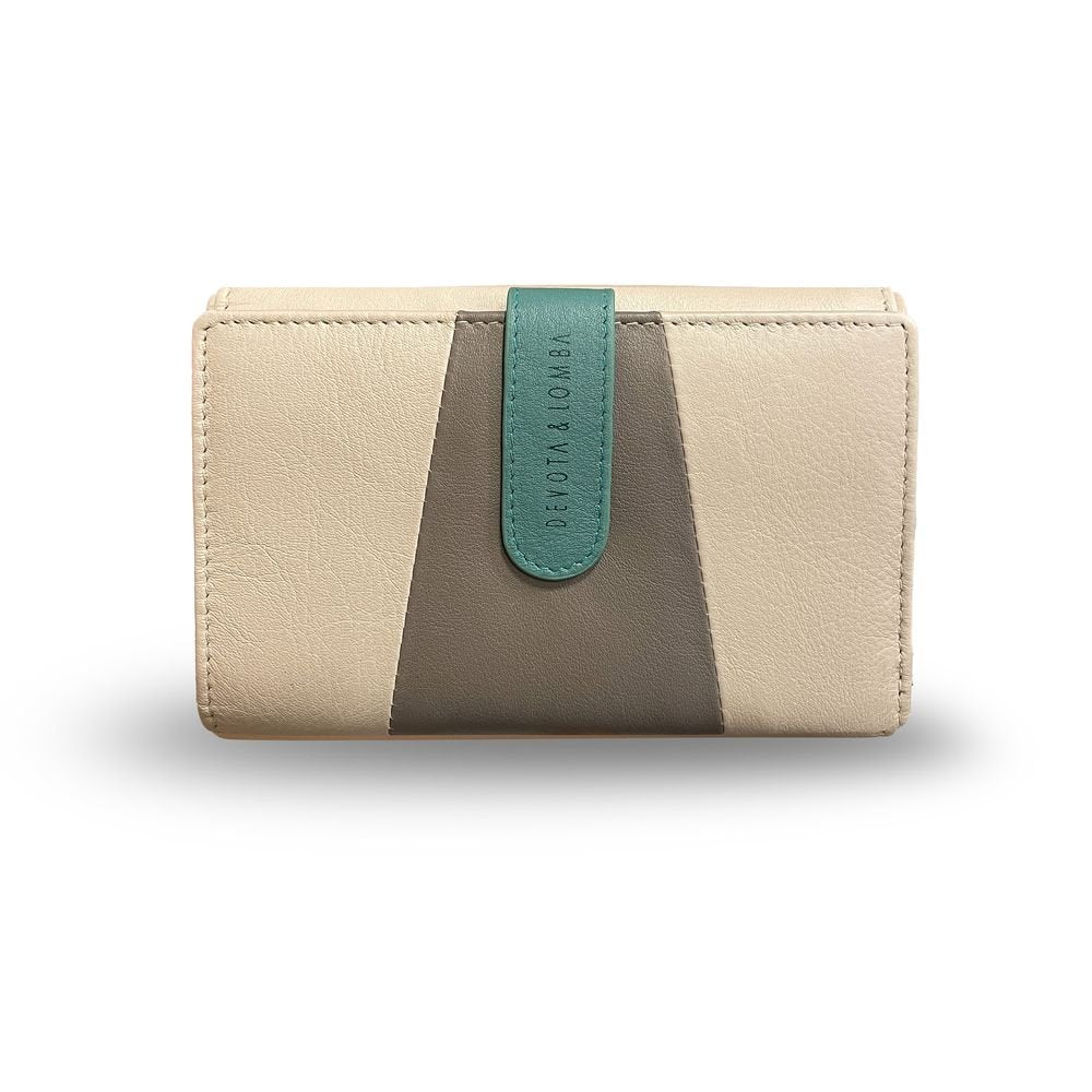 Cartera Piel Mujer Voltana Bi Taupe y Beige D&l 9x16cm