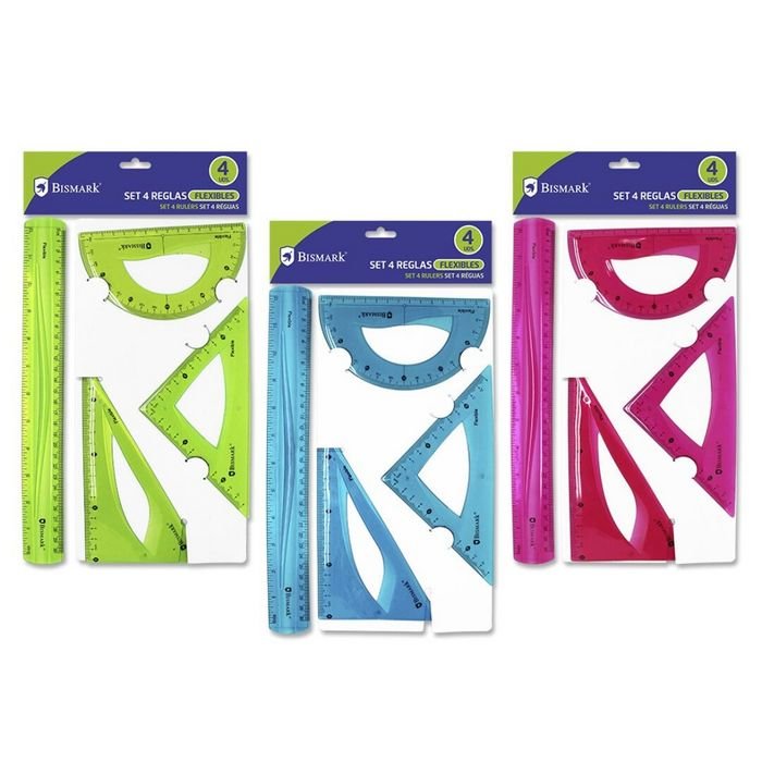 JUEGO REGLAS FLEXIBLES PVC 30/18/13/15CM 4U | 12 UNIDADES | (POESSA BISMARK BASICO) Imagen principal del producto