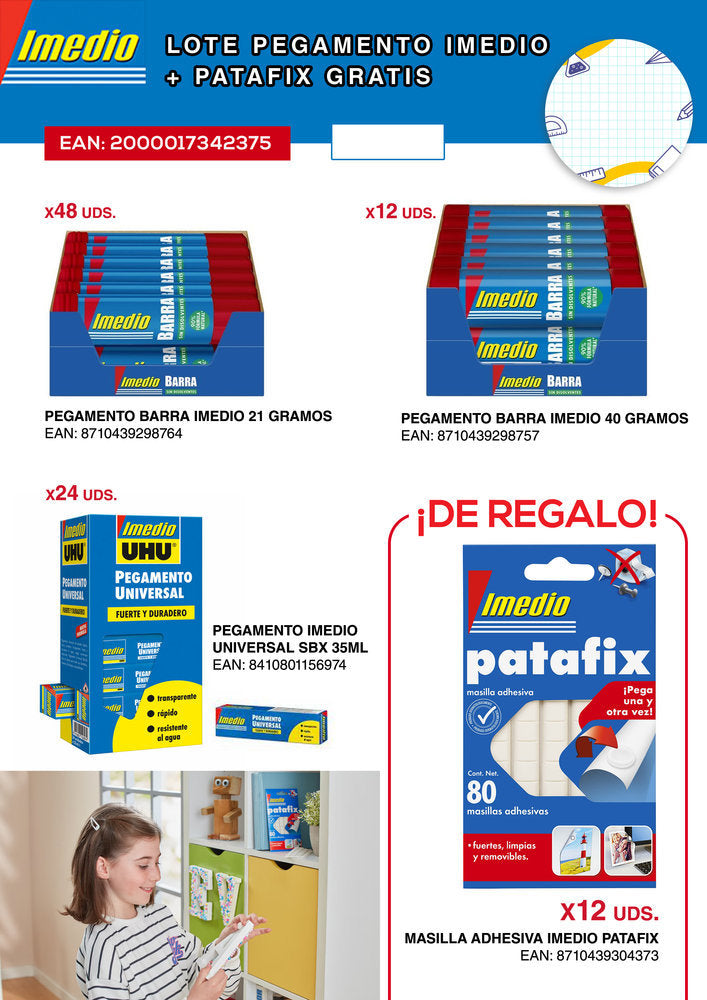 Pack pegamento y patafix Imedio para fijar y pegar con facilidad
