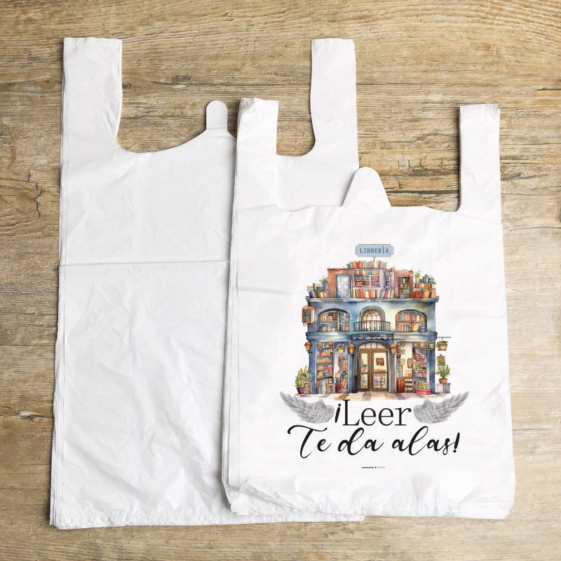 BOLSA RECICLADA DISEÑO ALAS TAMAÑO 40X50 CM 100 UNIDADES | 100 UNIDADES | (BOLSAS RECICLADAS GRANAPLAST)