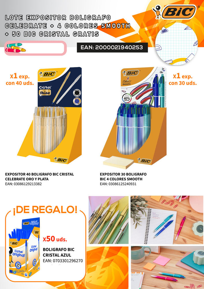 Lote Expositor Bolígrafos Celebrate BIC Smooth 50 unidades Imagen principal del producto