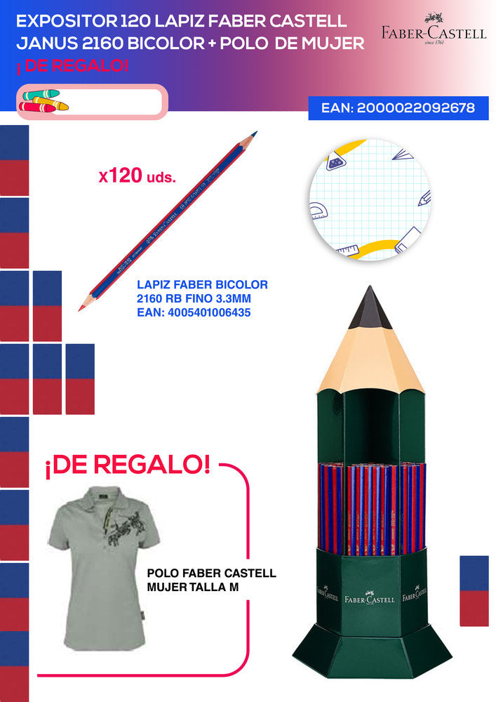 Expositor 120 Lápiz Faber Castell Janus Bicolor y Polo