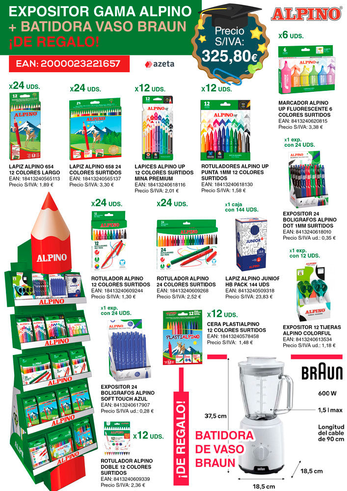 Expositor Gama Alpino y Batidora Vaso Braun Marca Alpino Imagen principal del producto