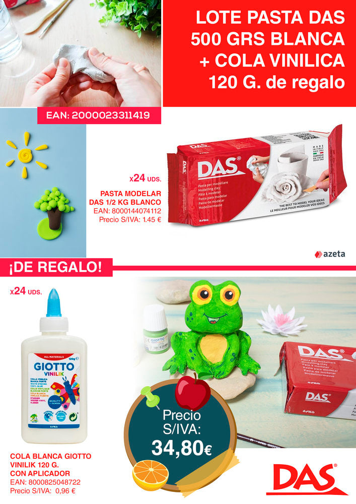 Lote Pasta DAS 500 g Blanca + Cola Vinílica 120 g