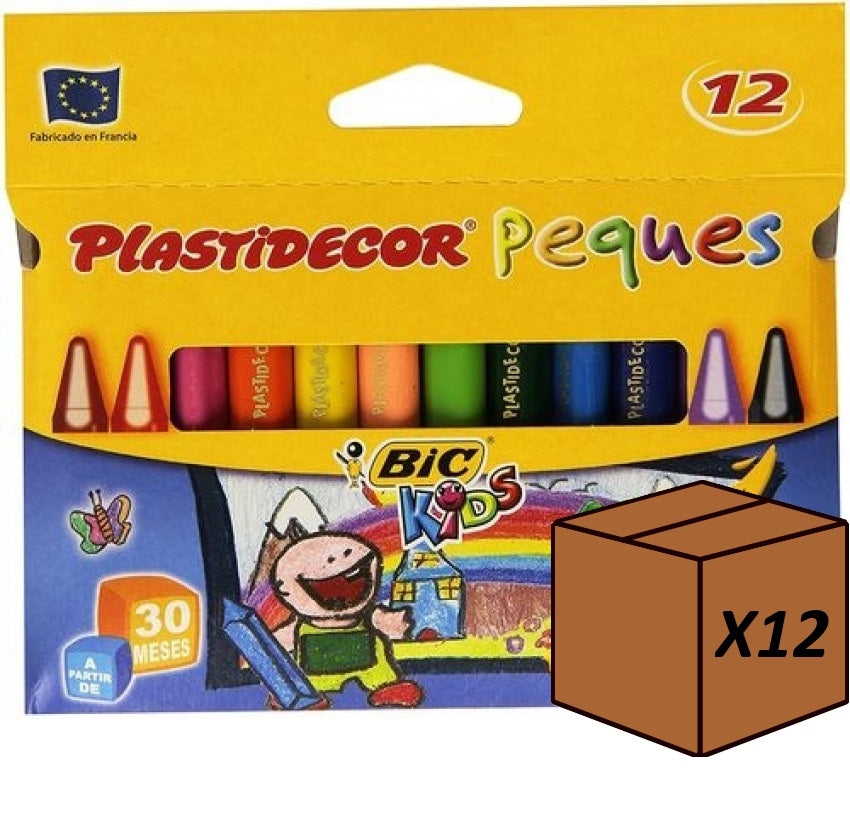 (PACK 12U.) Estuches 12 ceras plastidecor peques tiangulares