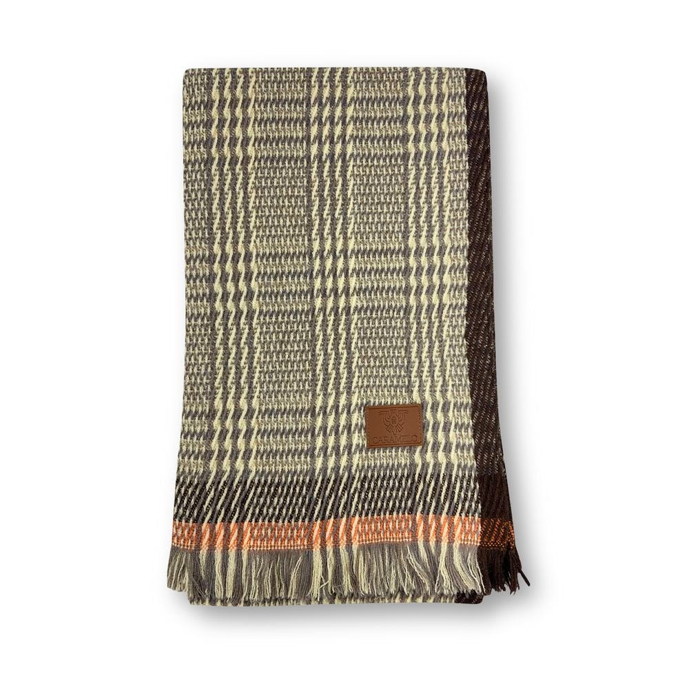 Bufanda Mujer Caramelo Beige Cuadros con Flecos Marca Caramelo Travel Fantasy Imagen principal del producto
