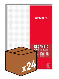 Recambio A4 4 taladros 100H 90G Enri para cuadernos