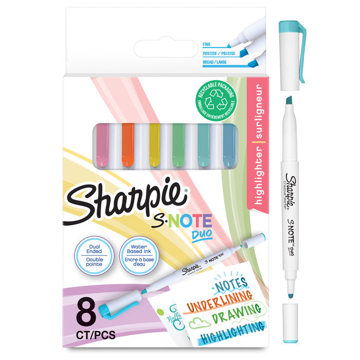 Rotulador Sharpie S-note Duo Pastel 8 Colores