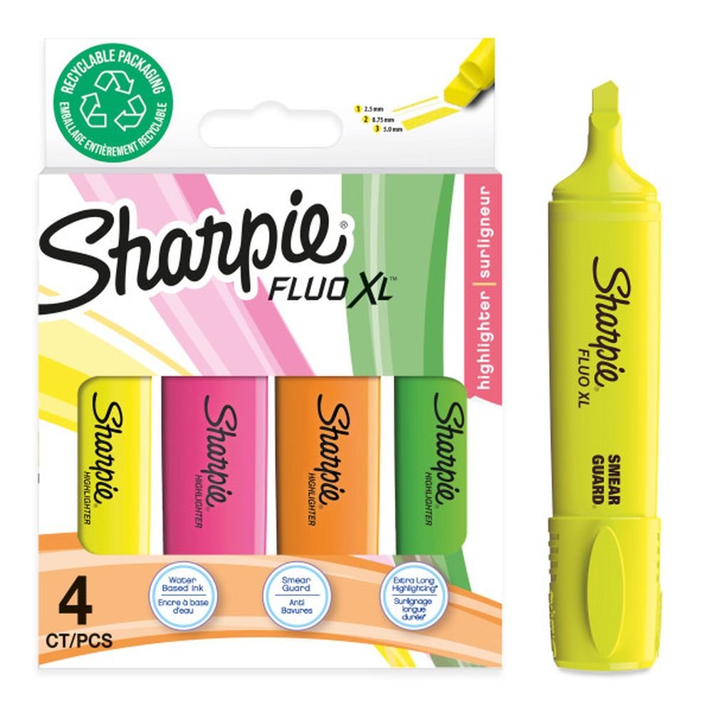 Blister 4 Marcadores Sharpie Fluo XL Colores Surtidos Marca Sharpie Imagen principal del producto