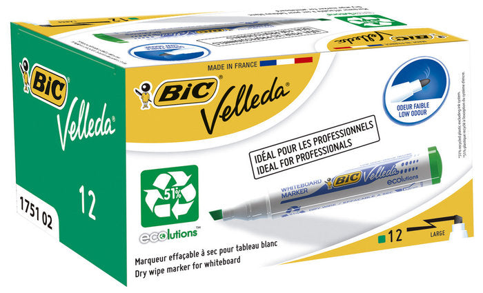 Rotuladores Velleda Verde 12 unidades BIC