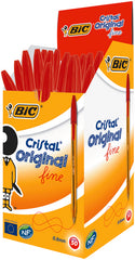 BOLIGRAFO BIC CRISTAL FINE ROJO NARANJA TRANSPARENTE | 50 UNIDADES | (BIC)