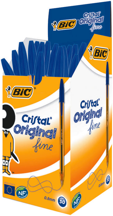 BOLIGRAFO BIC CRISTAL FINE AZUL NARANJA TRANSPARENTE | 50 UNIDADES | (BIC) Imagen principal del producto