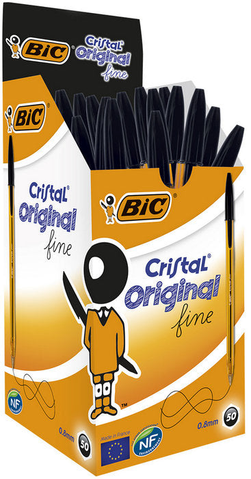 BOLIGRAFO BIC CRISTAL FINE NEGRO NARANJA TRANSPARENTE | 50 UNIDADES | (BIC) Imagen principal del producto