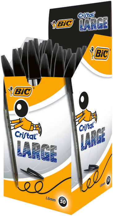 ✅ BOLIGRAFO BIC CRISTAL LARGE 1.6 NEGRO - CAJA DE 50 UNIDADES Imagen principal del producto