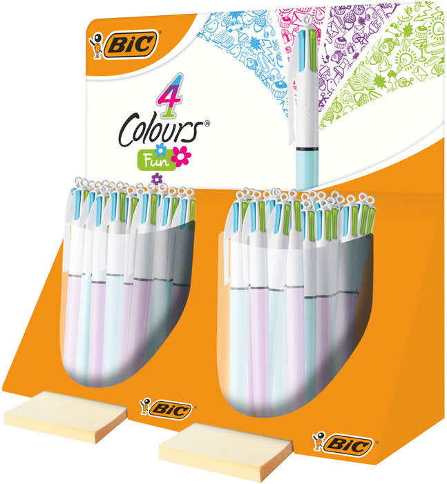 Expositor 40 Bolígrafos Bic 4 Colores Fun Fashion Marca Bic