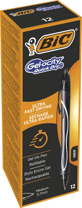 BOLIGRAFO BIC GELOCITY QUICK DRY NEGRO | 12 UNIDADES | (BIC)