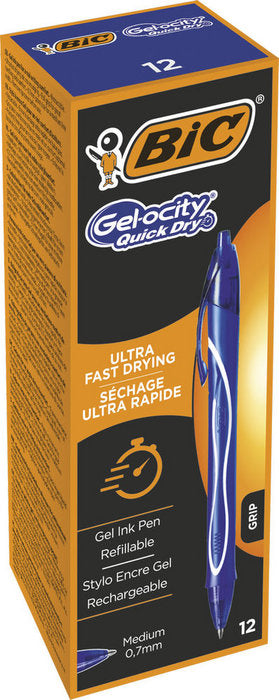 BOLIGRAFO BIC GELOCITY QUICK DRY AZUL | 12 UNIDADES | (BIC)
