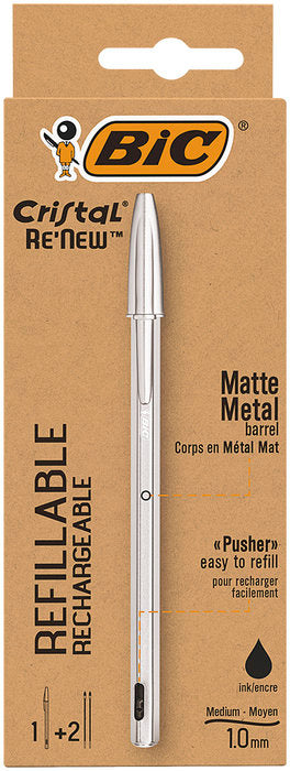 BOLIGRAFO BIC CRISTAL RE´NEW NEGRO + 2 RECAMBIOS | 1 UNIDADES | (BIC)