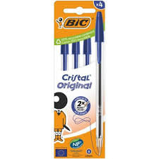 Bolígrafo Bic Cristal Medio Blister 4 Uds Azul Imagen principal del producto
