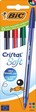 Blister 4 Bolígrafos Bic Cristal Soft Colores Surtidos Imagen principal del producto