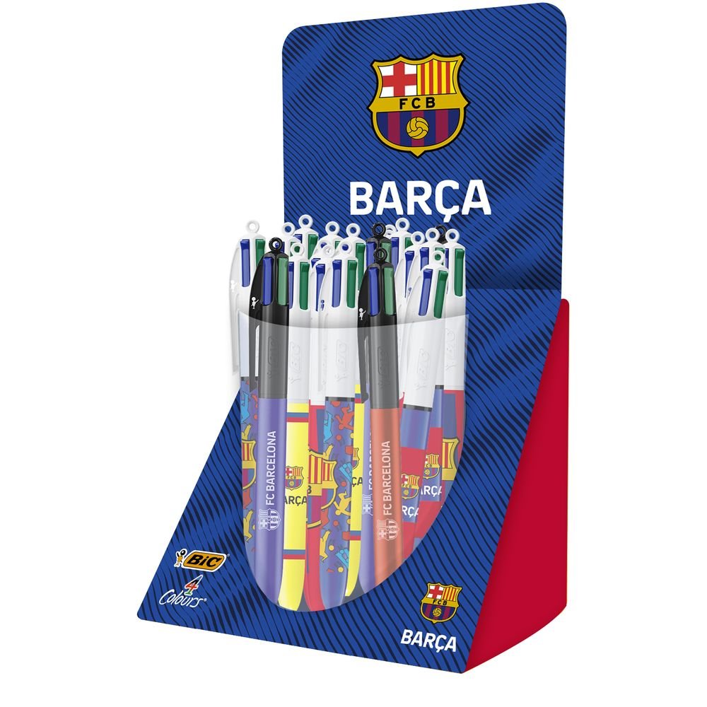 Expositor 30 bolígrafos Bic 4 colores F C Barcelona