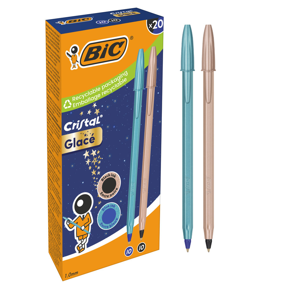 Boligrafo Bic Cristal Glace Azul y Oro Rosa Marca Bic