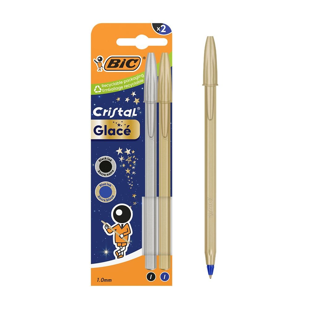 Blister 2 Bolígrafos Bic Cristal Glace Oro Plata Marca Bic Imagen principal del producto