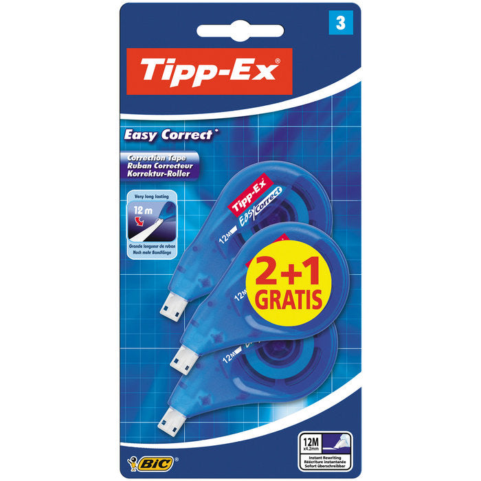 CORRECTOR BIC EASY CORRECT 12M BLISTER 2+1 UNIDADES 8395492 | 1 UNIDADES | (VELLEDA) Imagen principal del producto