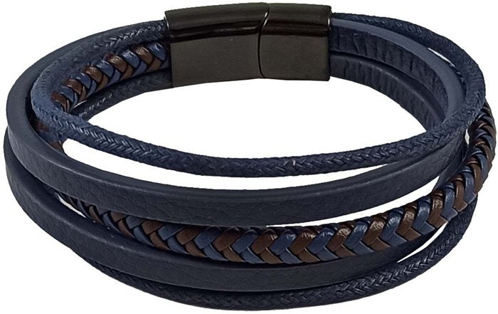 PULSERA PIEL Y ACERO DEVOTA & LOMBA TIRAS TRENZADAS Y LISAS | TRAVEL FANTASY | 1 UNIDAD | 3105210000110