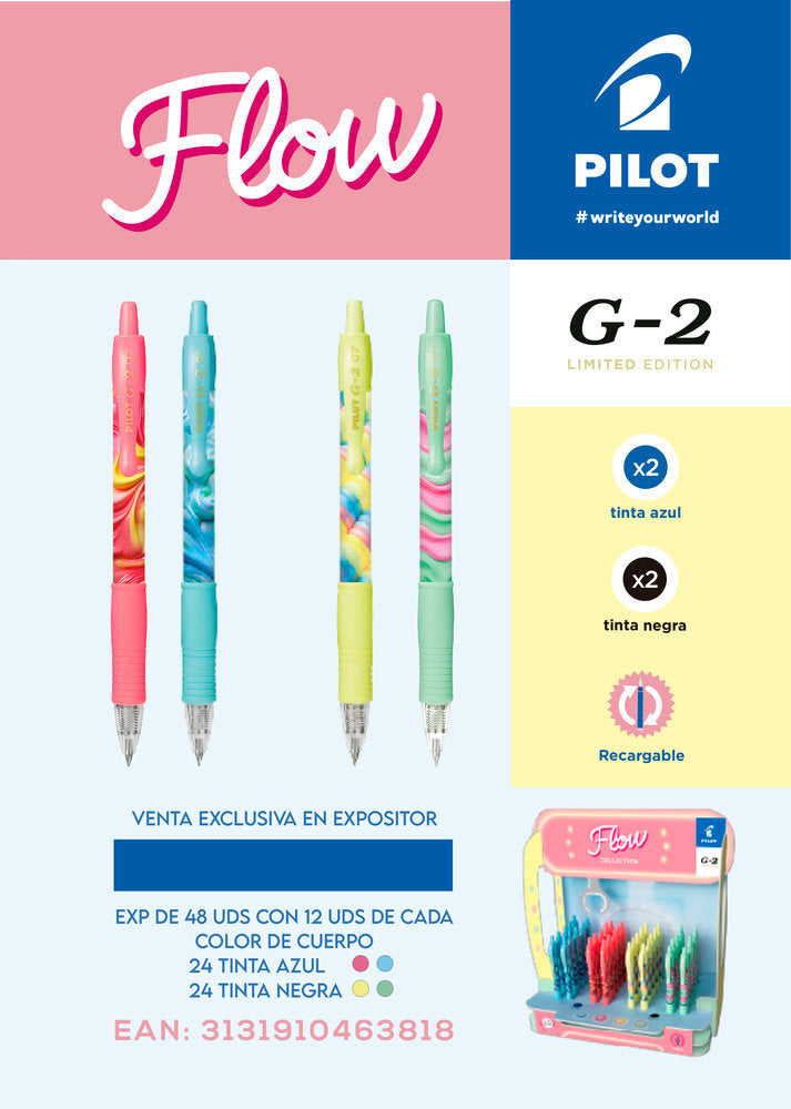 Expositor 48 Bolígrafos Pilot G2 Flow Colores Surtidos Imagen principal del producto