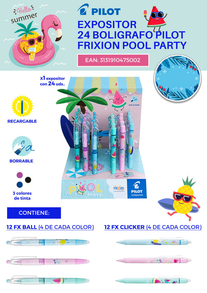Expositor 24 Bolígrafos Pilot Frixion Pool Party Imagen principal del producto