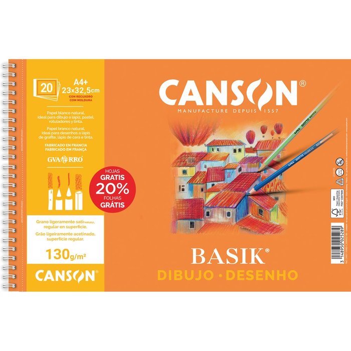 Bloc Espiral Estándar Liso 90g | Guarro & Canson | Cartón | Formato Estándar | Pack 10 Unidades