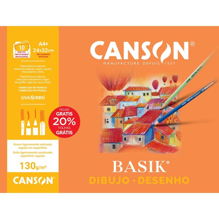 MINIPACK A4+ DIBUJO BASIK 130GRS CON RECUADRO 20%H GRATIS | 1 UNIDADES | (GUARRO & CANSON) Imagen principal del producto