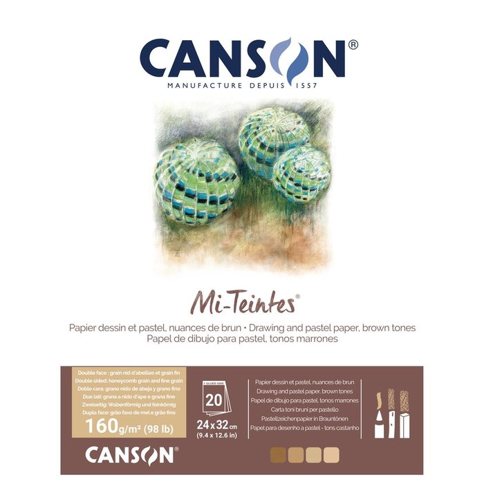 Bloc encolado Canson Mi-Teintes 24x32 cm 30 hojas tonos tierra