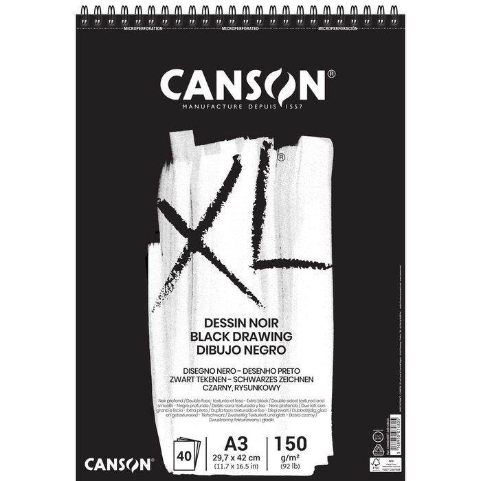 Bloc dessin noir XL a3 40h 150g microperforado Canson Guarro