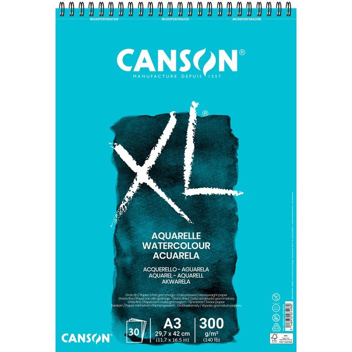 Bloc Espiral Estándar Liso 30H 90g | Guarro & Canson | Cartón | Formato Estándar | Pack 1 Unidades