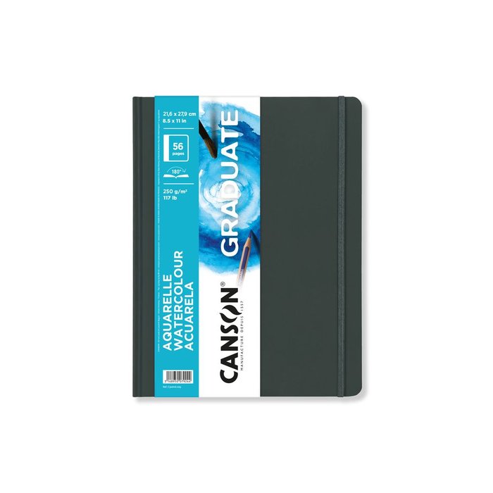 Cuaderno canson graduate acuarela 21,6x27,9 28h 250g grano fino