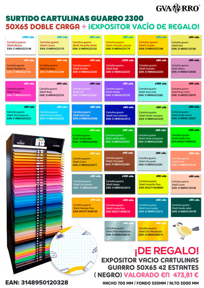 Expositor 2300 Cartulinas Guarro 50x65 185 g Iris